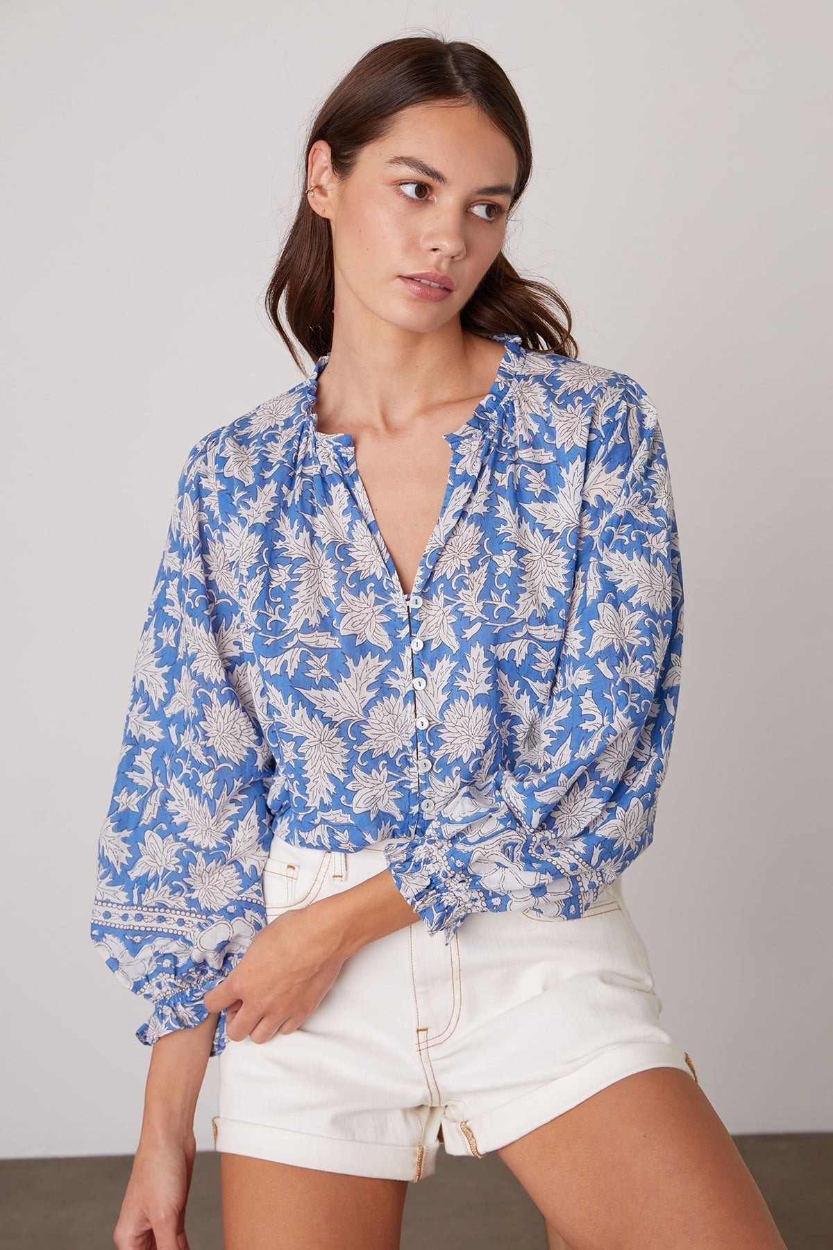 MIKAYLA BUTTON-UP PRINTED BLOUSE - Velvet Staging 2.0-26916259430596