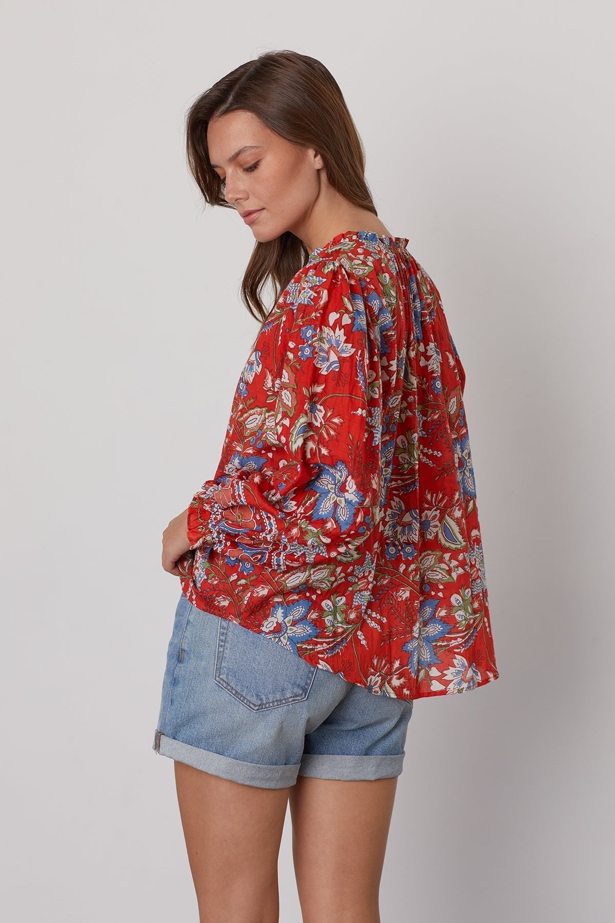 MIKAYLA BUTTON-UP PRINTED BLOUSE - Velvet Staging 2.0