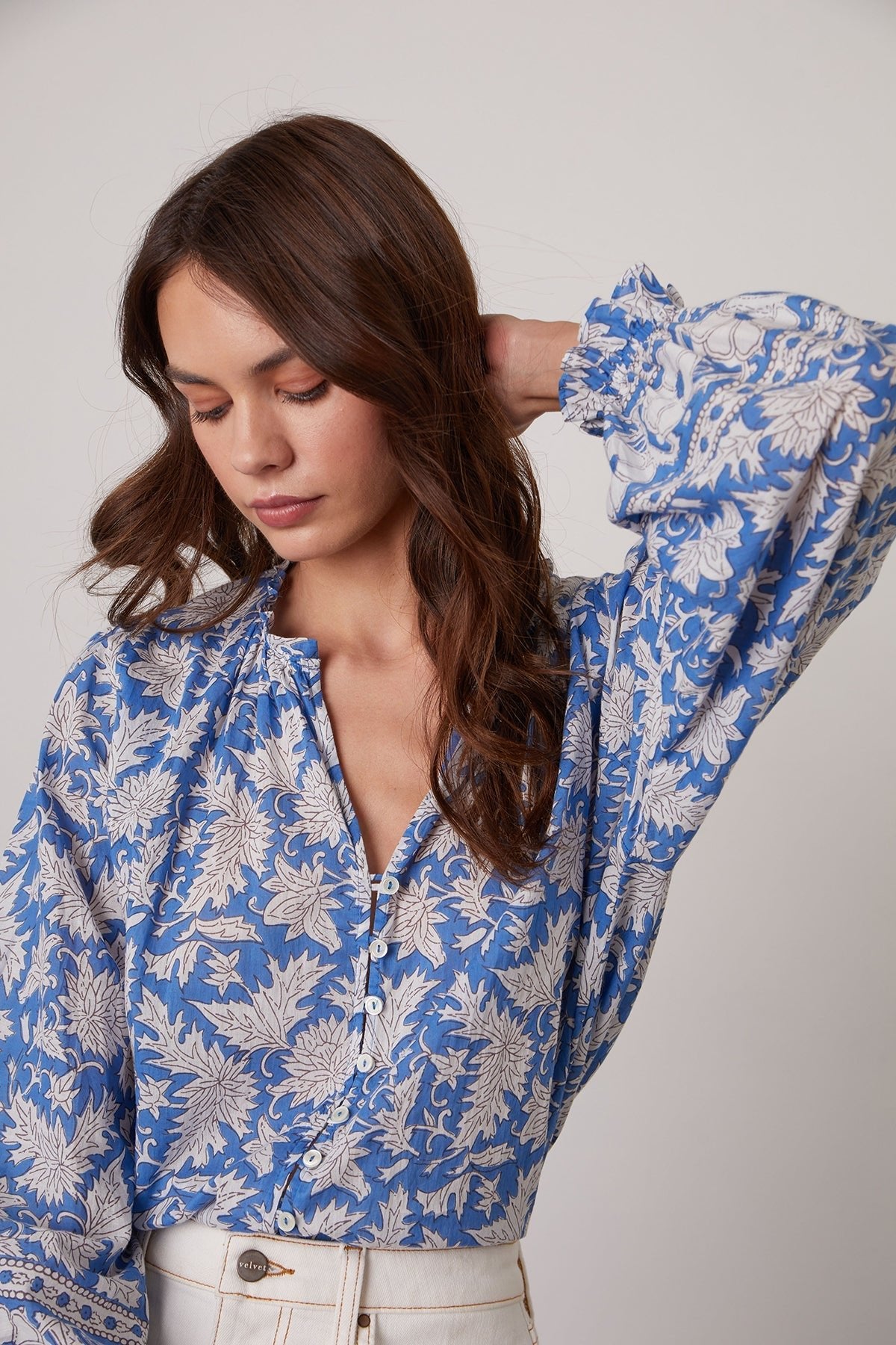 MIKAYLA BUTTON-UP PRINTED BLOUSE - Velvet Staging 2.0-26916259561668