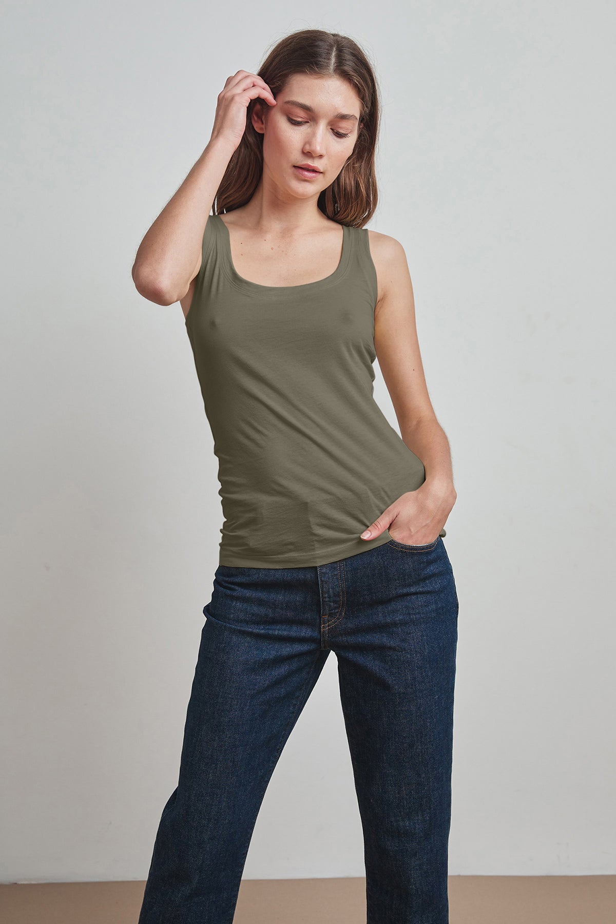 MOSSY GAUZY WHISPER FITTED TANK - Velvet Staging 2.0-26916268048580