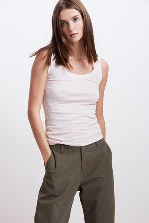 MOSSY GAUZY WHISPER FITTED TANK - Velvet Staging 2.0
