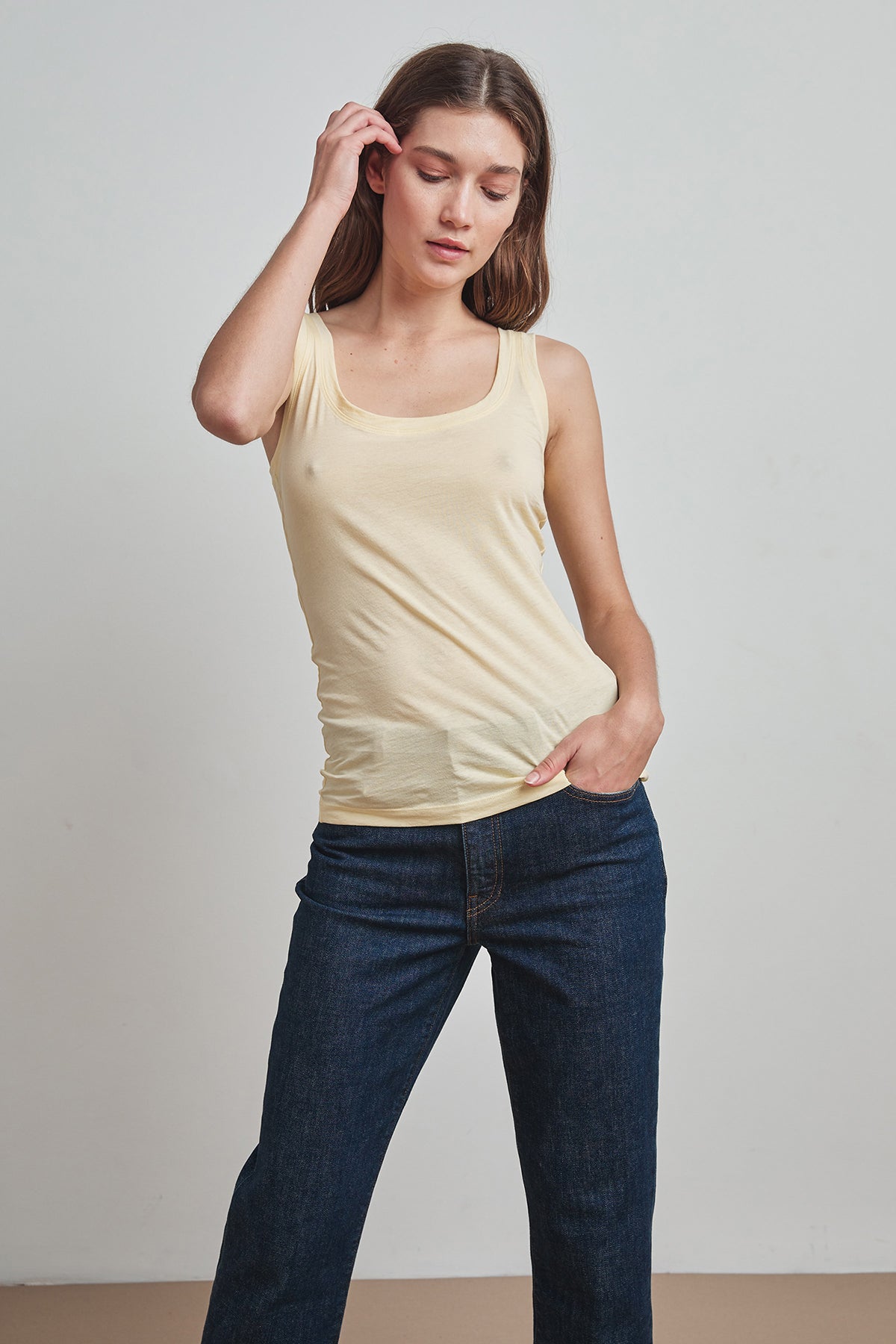 MOSSY GAUZY WHISPER FITTED TANK - Velvet Staging 2.0