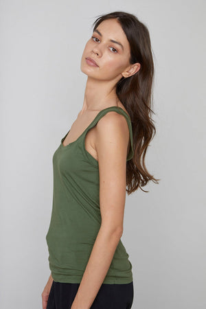 MOSSY GAUZY WHISPER FITTED TANK - Velvet Staging 2.0