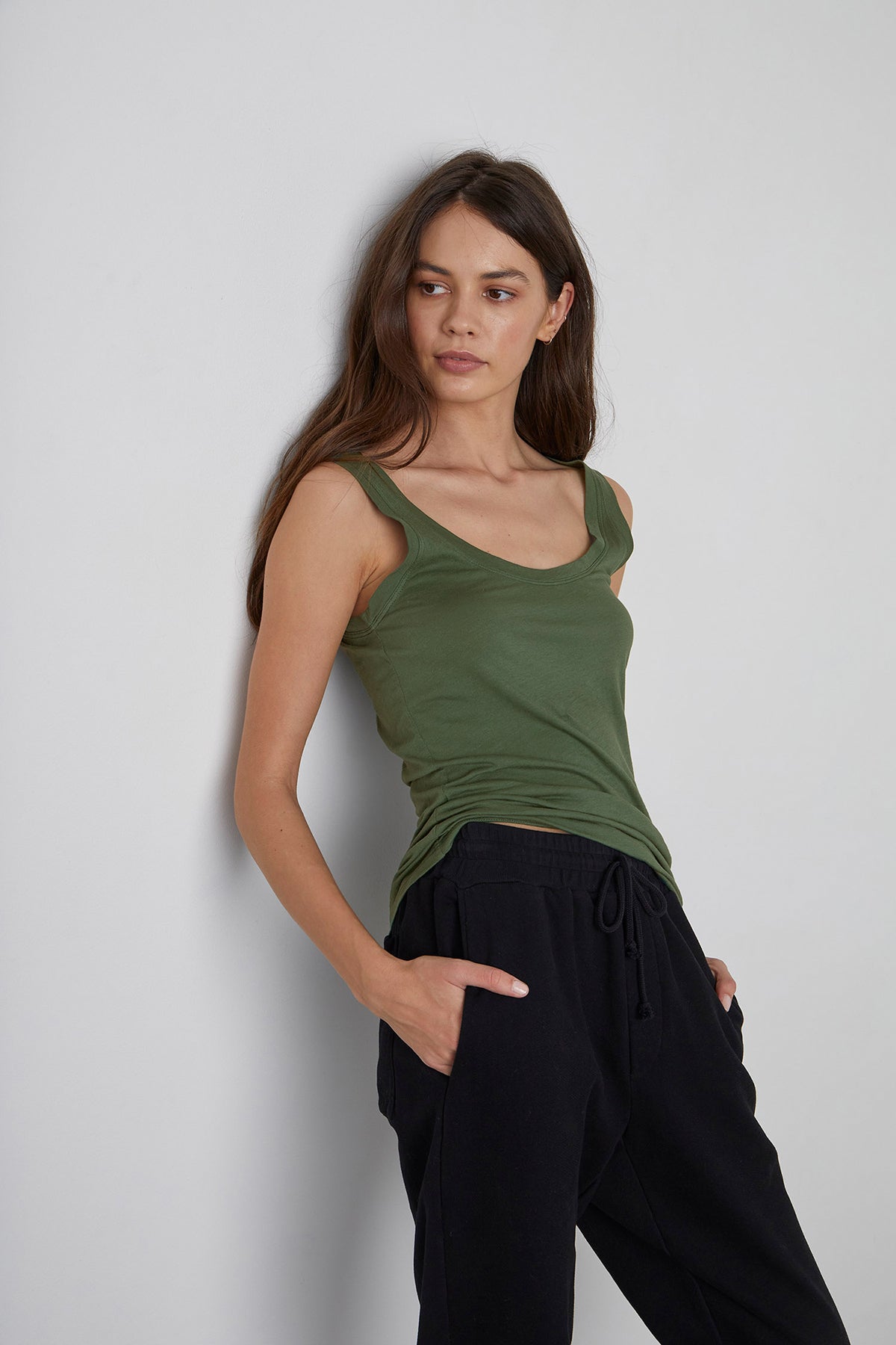 MOSSY GAUZY WHISPER FITTED TANK - Velvet Staging 2.0