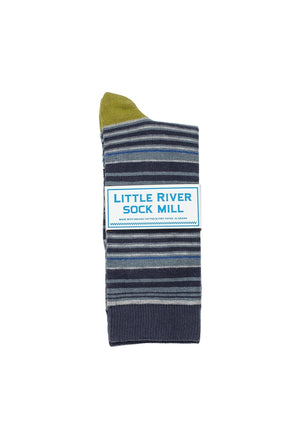 MULTI STRIPE CREW SOCK BY LITTLE RIVER SOCK MILL Little River