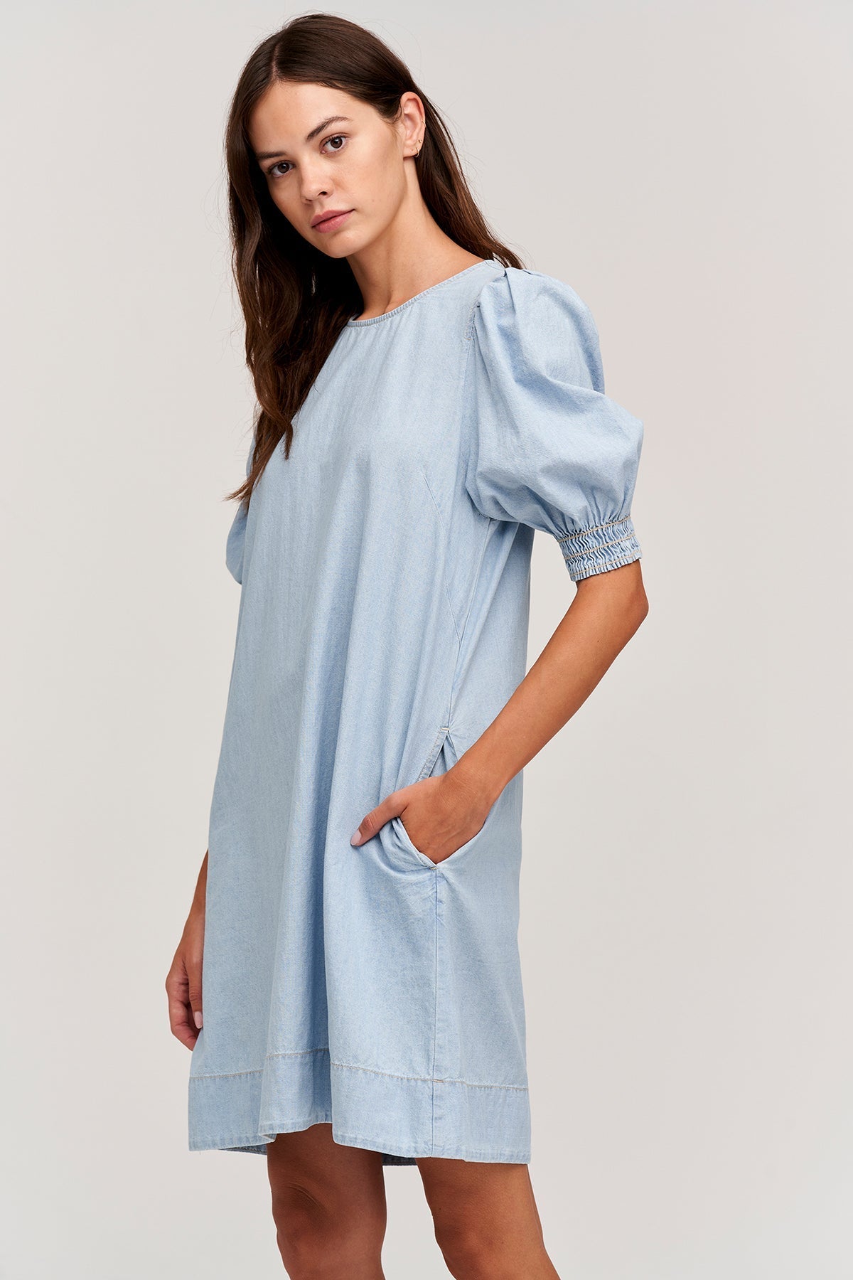NAOMI CHAMBRAY SHIFT DRESS - Velvet Staging 2.0