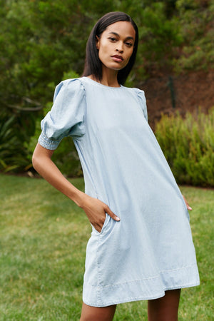 NAOMI CHAMBRAY SHIFT DRESS - Velvet Staging 2.0