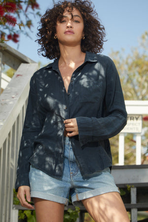 NATALIA LINEN BUTTON-UP SHIRT - Velvet Staging 2.0