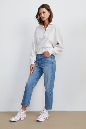 NILLY MOCK NECK ZIP SWEATSHIRT - Velvet Staging 2.0