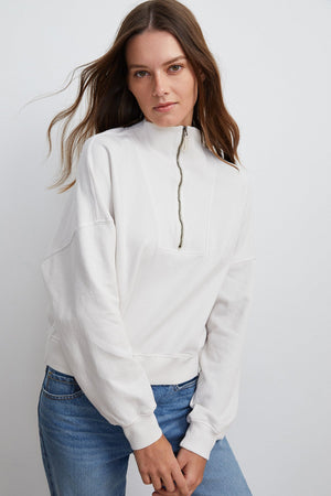 NILLY MOCK NECK ZIP SWEATSHIRT - Velvet Staging 2.0
