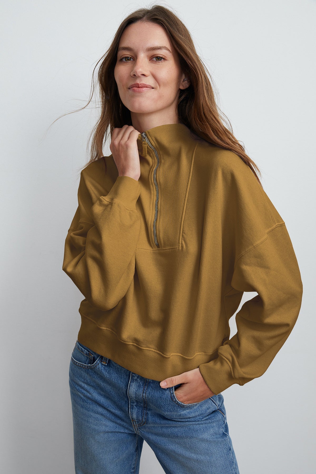 NILLY MOCK NECK ZIP SWEATSHIRT - Velvet Staging 2.0-26916277485764