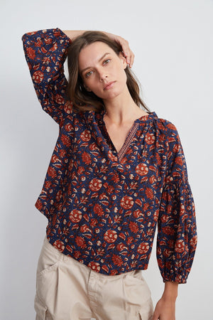 NOAH HALF PLACKET BLOUSE - Velvet Staging 2.0