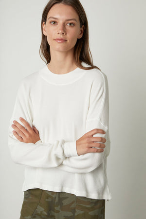 PAIGE OVERSIZED COTTON THERMAL TEE - Velvet Staging 2.0