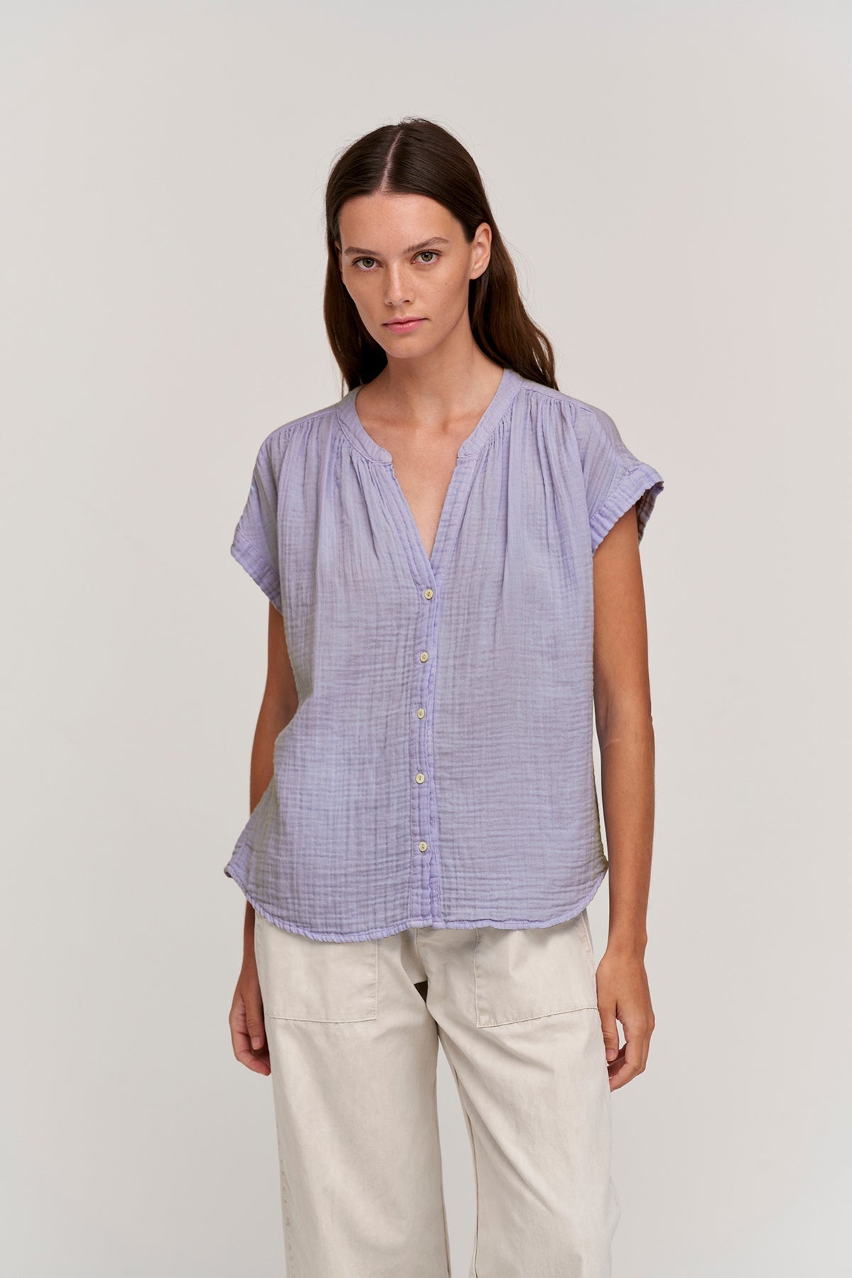 PAMELA COTTON GAUZE BUTTON-UP TOP - Velvet Staging 2.0-26916294262980