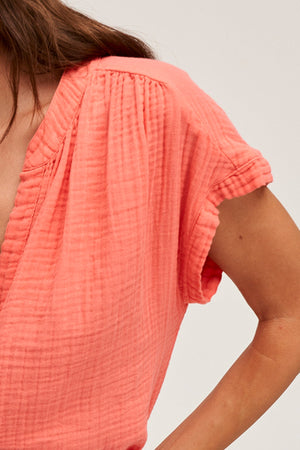 PAMELA COTTON GAUZE BUTTON-UP TOP - Velvet Staging 2.0