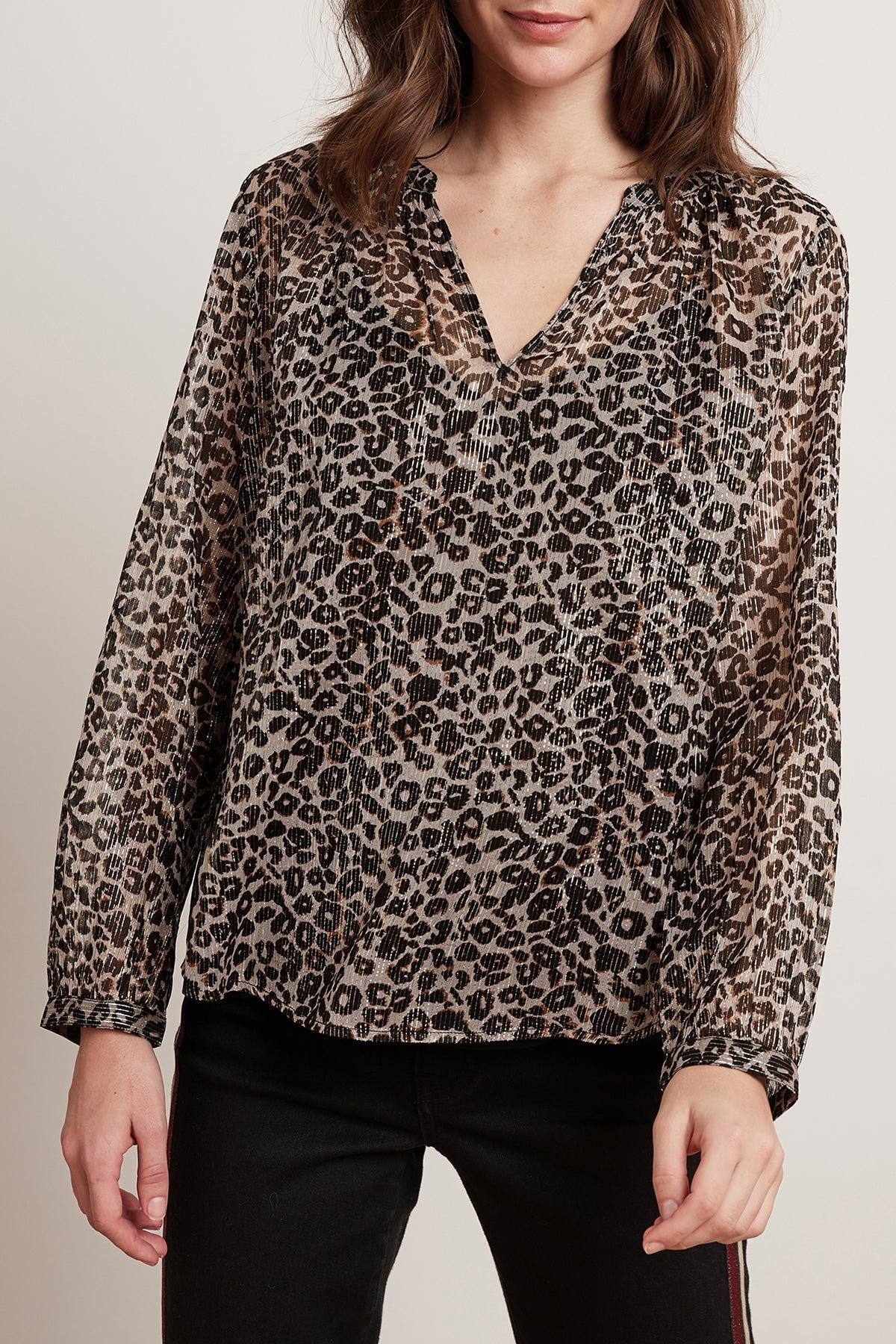 PEYTON LEOPARD LUREX LONG SLEEVE BLOUSE - Velvet Staging 2.0-26916298850500