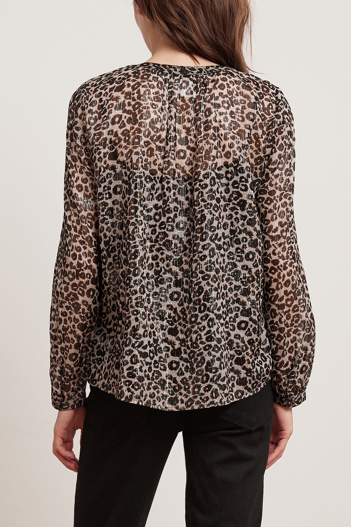 PEYTON LEOPARD LUREX LONG SLEEVE BLOUSE - Velvet Staging 2.0