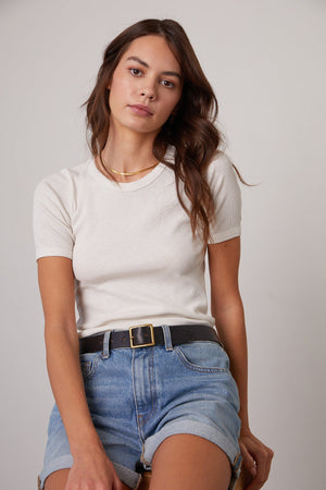 PIXIE RIBBED CREW NECK TEE - Velvet Staging 2.0