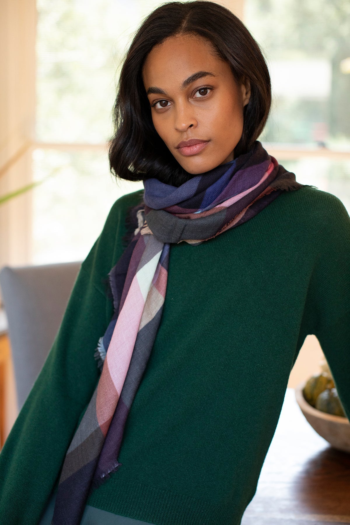 PLAID WOOL BLEND SCARF BY EPICE - Velvet Staging 2.0