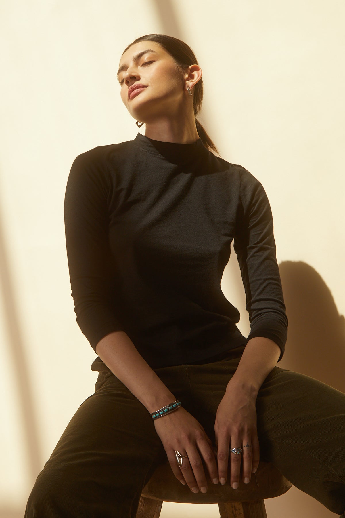 QUINNY 3/4 SLEEVE MOCK NECK TEE - Velvet Staging 2.0-26916307960004