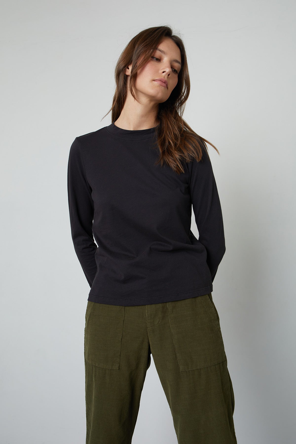 QUINNY 3/4 SLEEVE MOCK NECK TEE - Velvet Staging 2.0