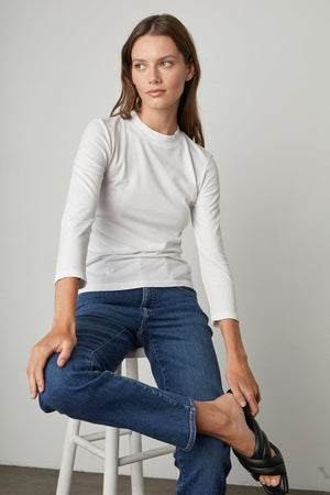 QUINNY 3/4 SLEEVE MOCK NECK TEE - Velvet Staging 2.0