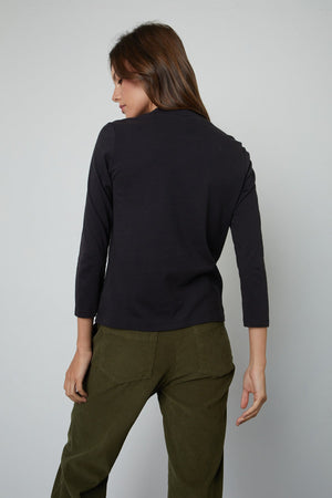 QUINNY 3/4 SLEEVE MOCK NECK TEE - Velvet Staging 2.0