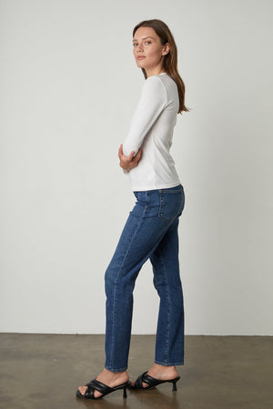 QUINNY 3/4 SLEEVE MOCK NECK TEE - Velvet Staging 2.0