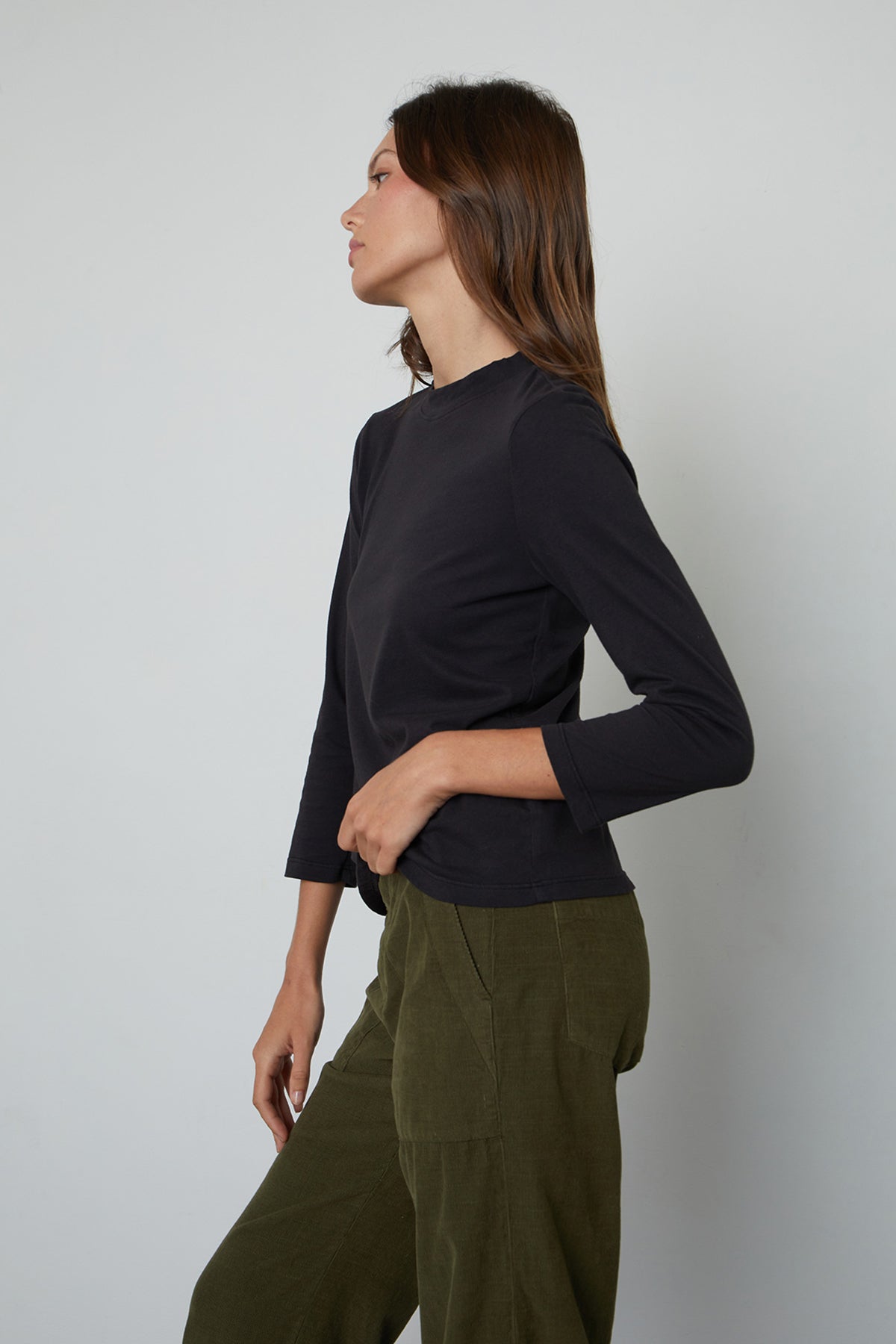 QUINNY 3/4 SLEEVE MOCK NECK TEE - Velvet Staging 2.0