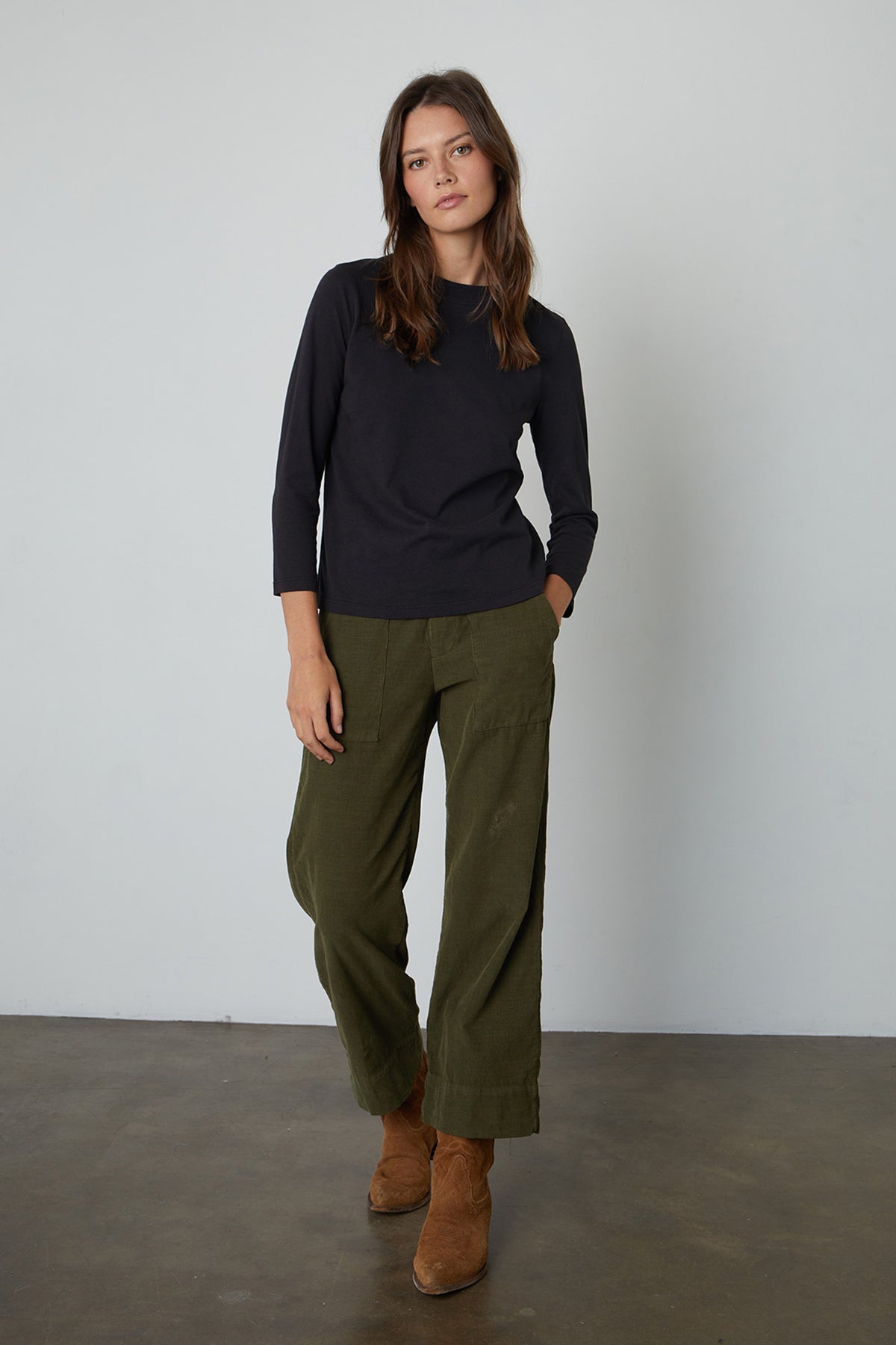 QUINNY 3/4 SLEEVE MOCK NECK TEE - Velvet Staging 2.0