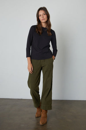 QUINNY 3/4 SLEEVE MOCK NECK TEE - Velvet Staging 2.0