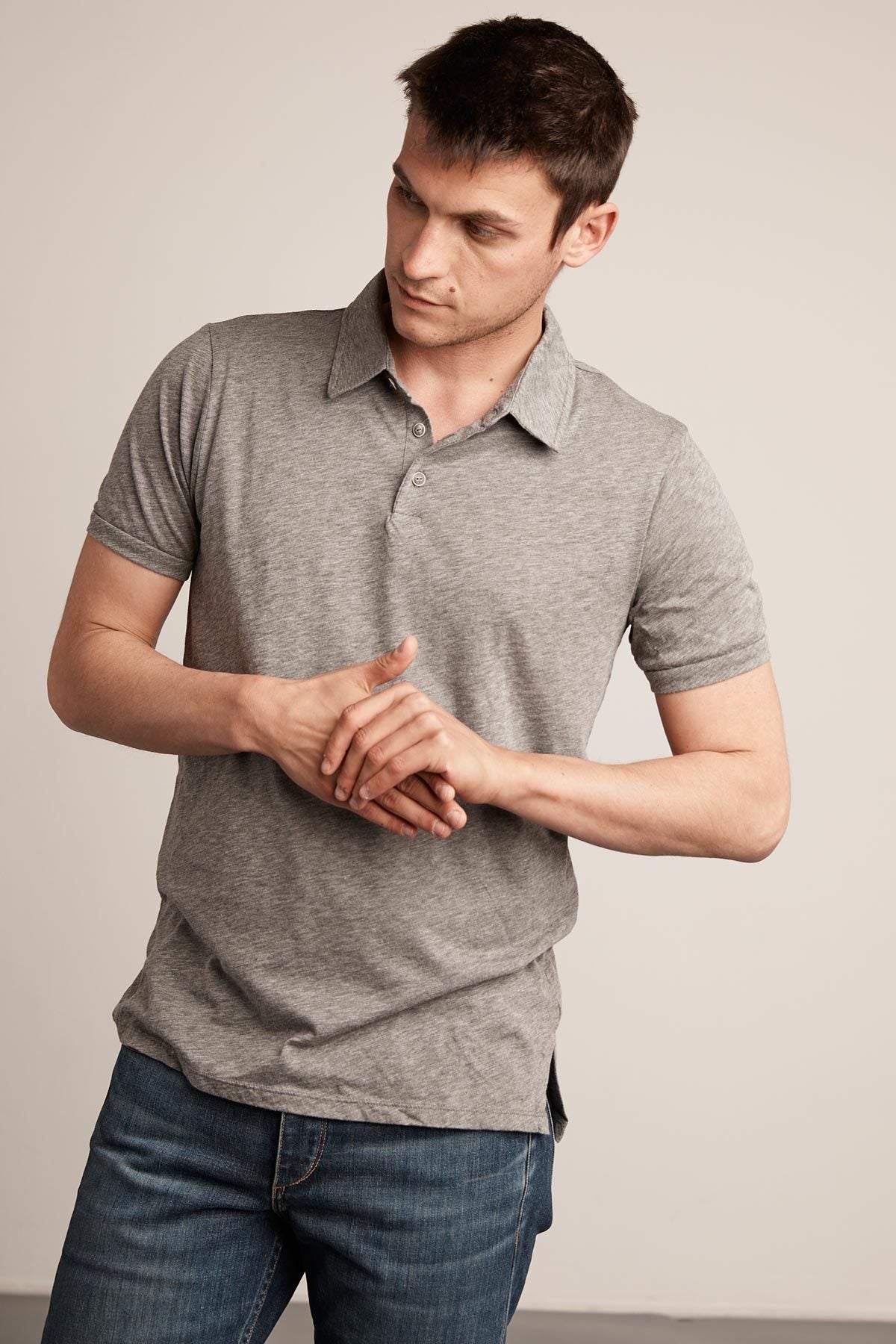 RANDALL CHARCOAL COTTON SLUB POLO - Velvet Staging 2.0-26916308910276