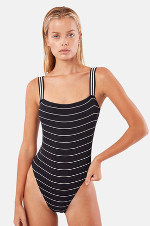 RILEY PINSTRIPE RIBBED ONE PIECE BY SOLID AND STRIPED - Velvet Staging 2.0