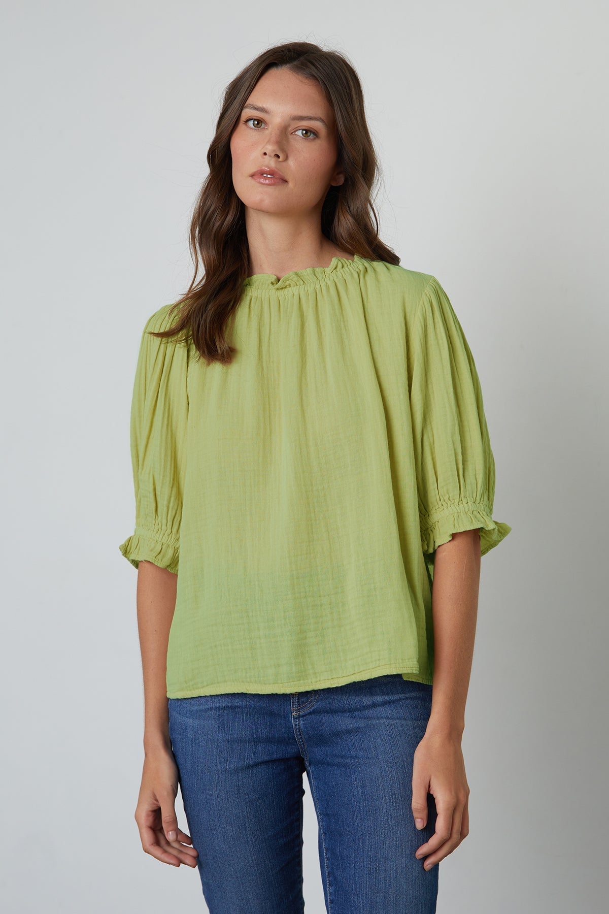 ROSA COTTON GAUZE RUFFLE TOP - Velvet Staging 2.0