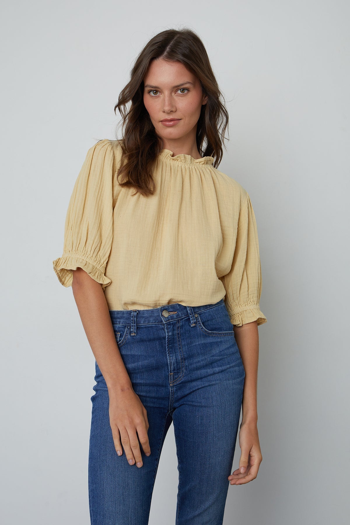 ROSA COTTON GAUZE RUFFLE TOP - Velvet Staging 2.0-26916324016324