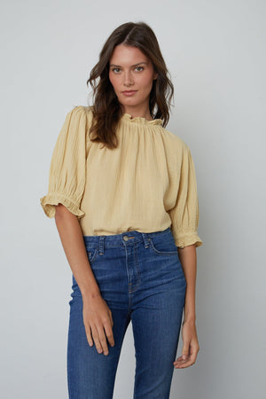 ROSA COTTON GAUZE RUFFLE TOP - Velvet Staging 2.0
