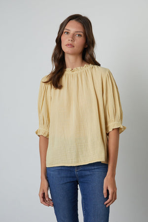 ROSA COTTON GAUZE RUFFLE TOP - Velvet Staging 2.0