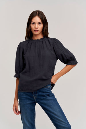 ROSA COTTON GAUZE RUFFLE TOP - Velvet Staging 2.0