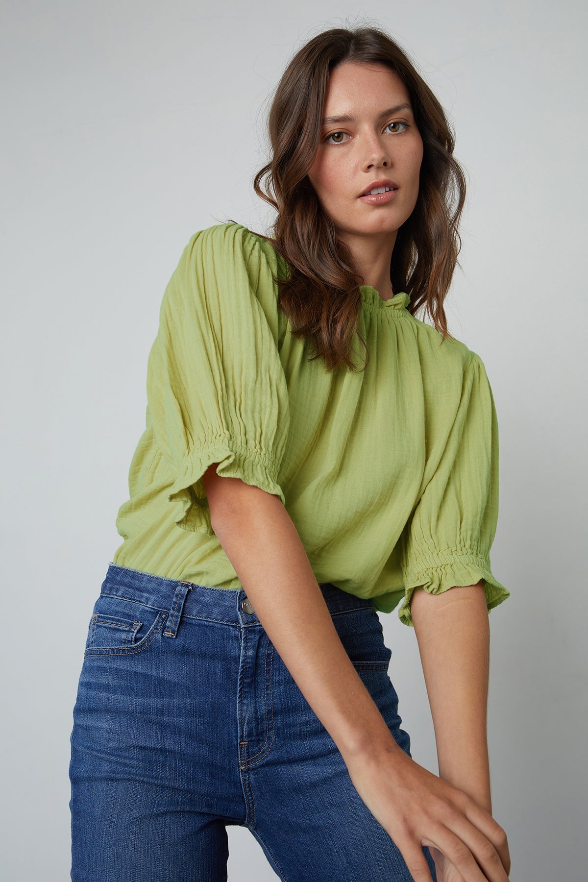 ROSA COTTON GAUZE RUFFLE TOP - Velvet Staging 2.0