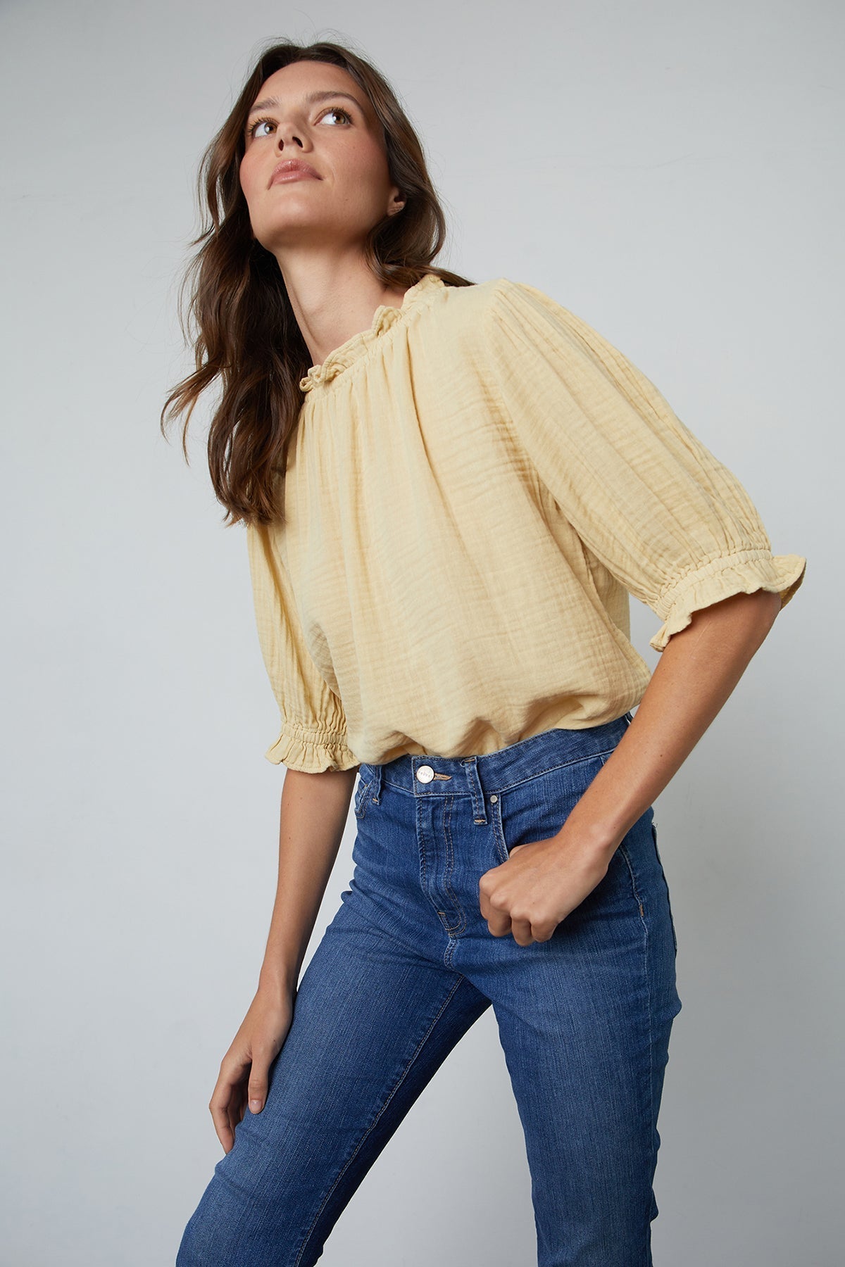 ROSA COTTON GAUZE RUFFLE TOP - Velvet Staging 2.0