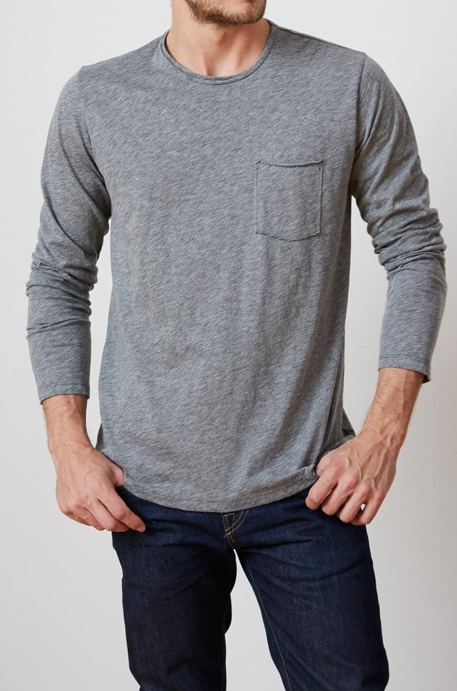 SIMEON CHARCOAL RAW EDGE COTTON SLUB TEE - Velvet Staging 2.0