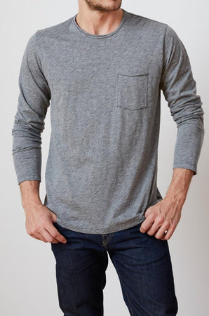 SIMEON CHARCOAL RAW EDGE COTTON SLUB TEE - Velvet Staging 2.0