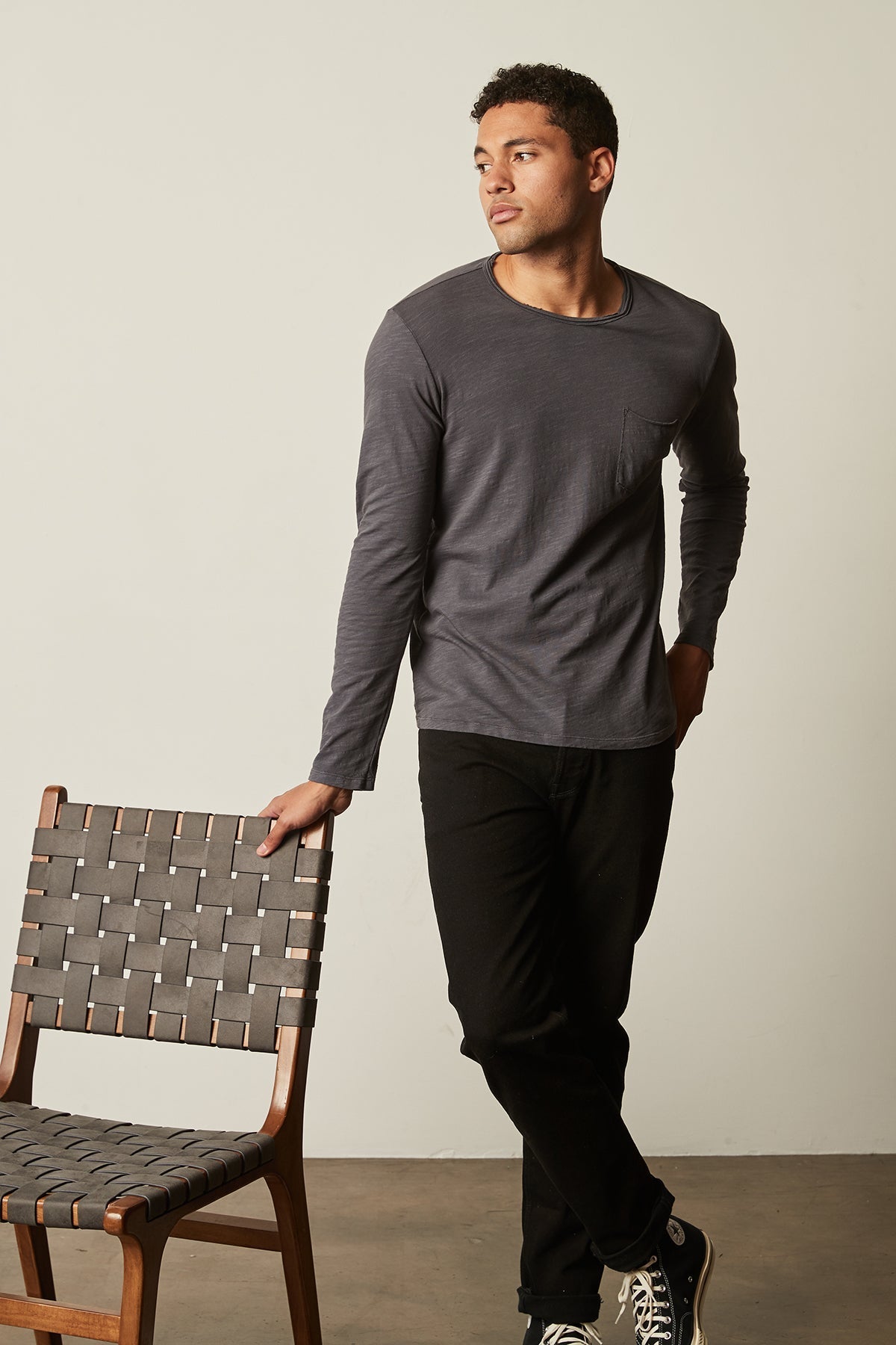 SIMEON RAW EDGE COTTON SLUB TEE Velvet by Graham & Spencer-26916346659012