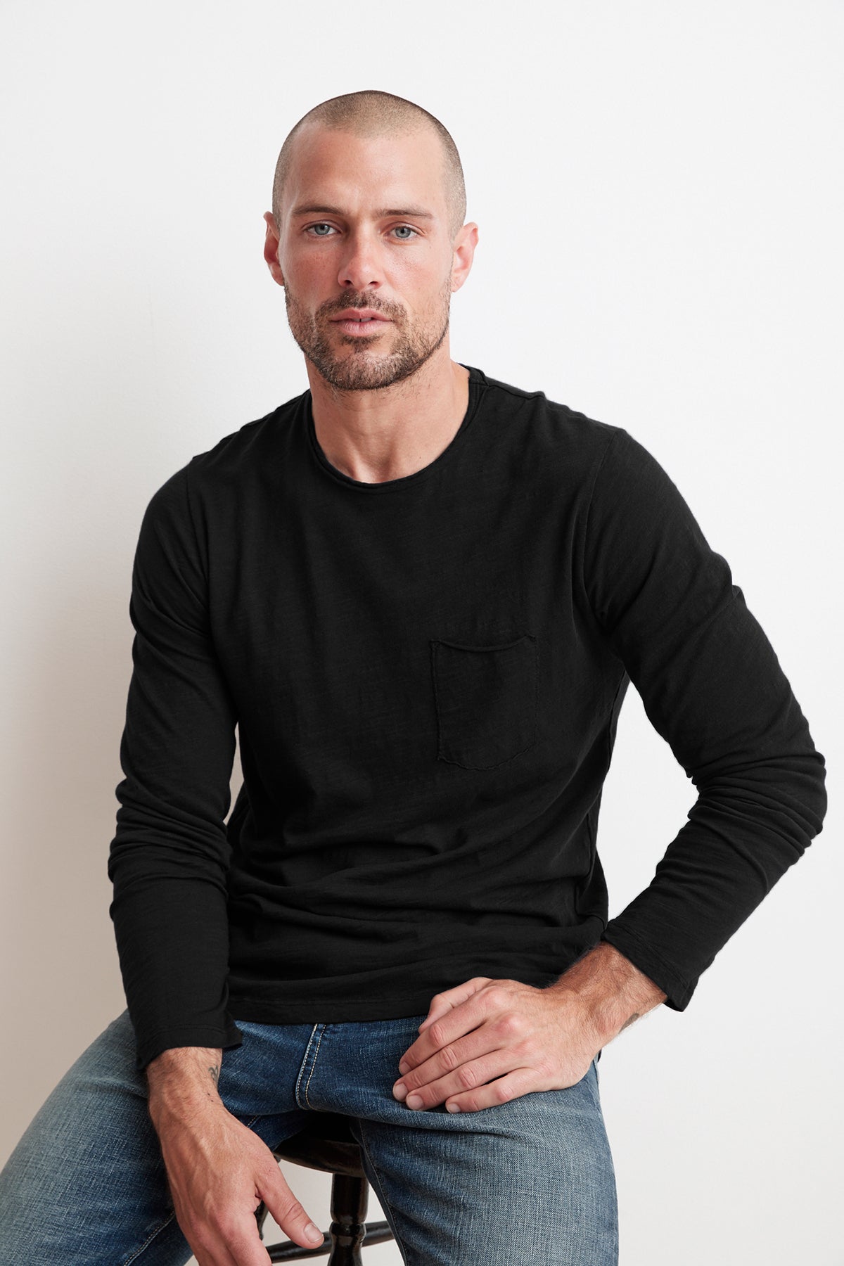 SIMEON RAW EDGE COTTON SLUB TEE Velvet by Graham & Spencer-26916346757316