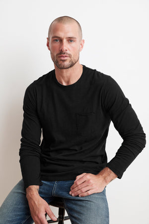 SIMEON RAW EDGE COTTON SLUB TEE Velvet by Graham & Spencer