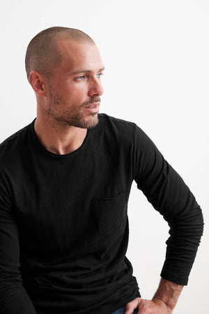 SIMEON RAW EDGE COTTON SLUB TEE Velvet by Graham & Spencer