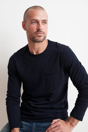 SIMEON RAW EDGE COTTON SLUB TEE Velvet by Graham & Spencer