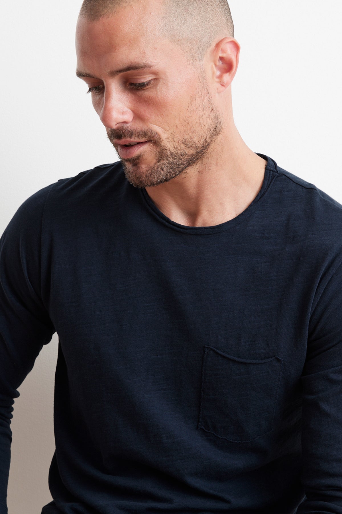 SIMEON RAW EDGE COTTON SLUB TEE Velvet by Graham & Spencer-26916347019460