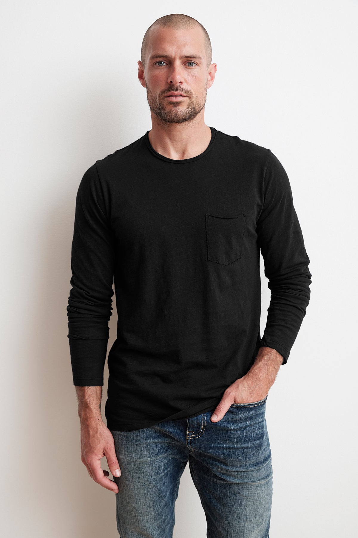 SIMEON RAW EDGE COTTON SLUB TEE Velvet by Graham & Spencer-26916346822852