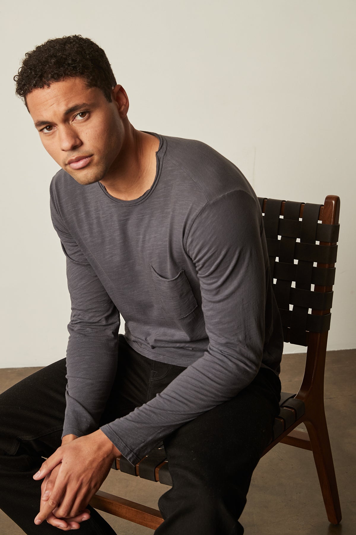 SIMEON RAW EDGE COTTON SLUB TEE Velvet by Graham & Spencer-26916346626244